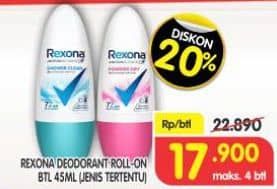Promo Harga Rexona Deo Roll On 45 ml - Superindo