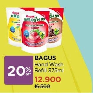 Promo Harga BAGUS Fresh 99 Antibacterial Hand Wash 375 ml - Watsons