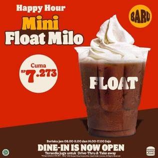 Promo Harga BURGER KING Float Mini Float Milo  - Burger King