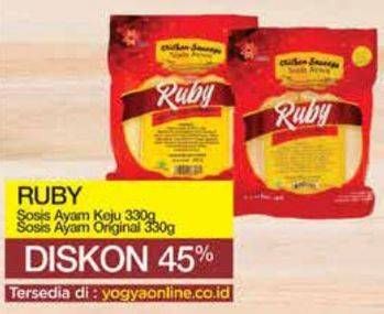 Promo Harga RUBY Sosis  Ayam Keju, Original 330 gr - Yogya