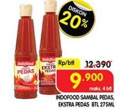 Promo Harga Indofood Sambal Pedas, Ekstra Pedas 275 ml - Superindo