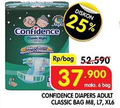 Promo Harga Confidence Adult Diapers Classic Night M8, L7, XL6 6 pcs - Superindo