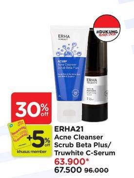 Promo Harga Erha Acne Cleanser Scrub Beta Plus/Erha21 Truwhite Activator  - Watsons