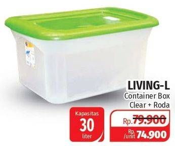 Promo Harga LIVING L Container Box Clear + Roda 30 ltr - Lotte Grosir