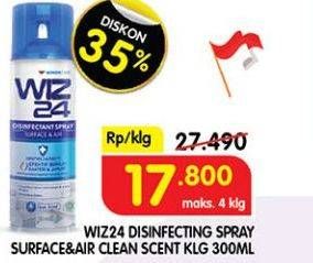 Promo Harga Wiz 24 Disinfectant Spray Surface & Air Clean 300 ml - Superindo