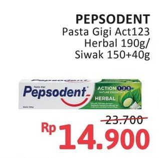 Promo Harga Pepsodent Pasta Gigi Action 123 Herbal, Siwak 190 gr - Alfamidi
