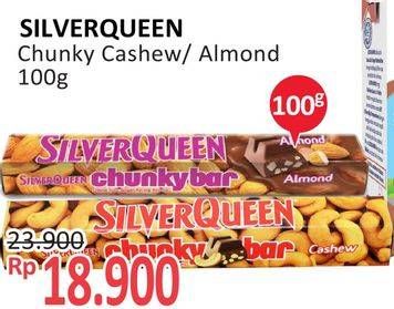 Promo Harga SILVER QUEEN Chunky Bar Cashew, Almonds 100 gr - Alfamidi