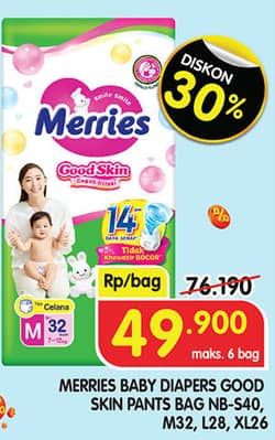 Promo Harga Merries Pants Good Skin S40, M32, L28, XL26 26 pcs - Superindo