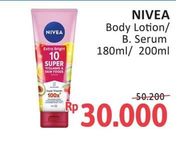Promo Harga Nivea Extra Bright 10 Super Vitamins & Skin Food Serum 180 ml - Alfamidi
