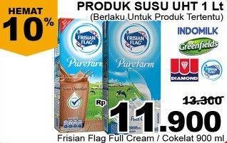 Promo Harga FRISIAN FLAG Susu UHT Purefarm Full Cream, Coklat 900 ml - Giant