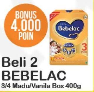 Promo Harga BEBELAC 3 / 4 Susu Pertumbuhan Madu, Vanila per 2 box 400 gr - Alfamart