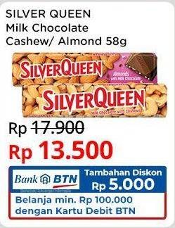 Promo Harga Silver Queen Chocolate Cashew, Almonds 58 gr - Indomaret