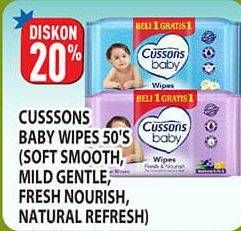 Promo Harga Cussons Baby Wipes Fresh Nourish, Mild Gentle, Naturally Refreshing, Soft Smooth 50 sheet - Hypermart