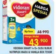 Promo Harga VIDORAN XMART 1+/3+ Madu & Vanilla Box 750g  - Superindo