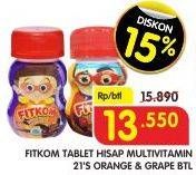 Promo Harga FITKOM Vitamin Anak Tablet Grape, Orange 21 pcs - Superindo
