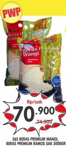 Promo Harga 365 Beras Premium Wangi, Setra Ramos 5000 gr - Superindo