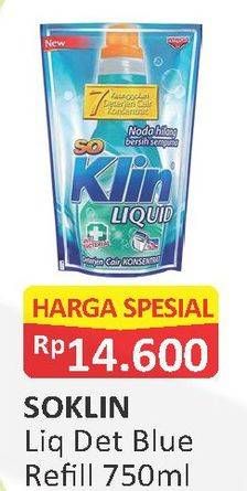 Promo Harga SO KLIN Liquid Detergent + Anti Bacterial Biru 750 ml - Alfamart