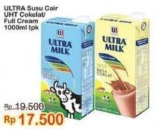 Promo Harga Ultra Milk Susu UHT Coklat, Full Cream 1000 ml - Indomaret