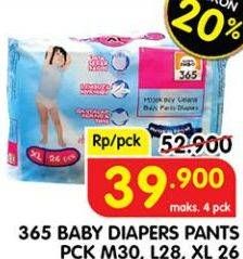 Promo Harga 365 Baby Diapers M30, L28, XL26 26 pcs - Superindo