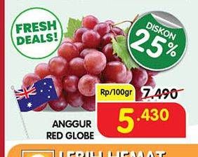 Promo Harga Anggur Red Globe per 100 gr - Superindo