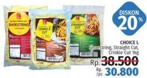 Promo Harga CHOICE L French Fries Straight Cut, Crinkle Cut, Shoestring 1000 gr - LotteMart