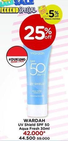 Promo Harga Wardah UV Shield Aqua Fresh Essence SPF 50 30 ml - Watsons