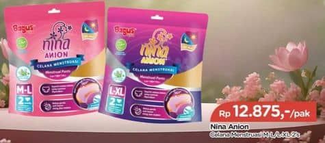 Promo Harga Bagus Nina Anion Celana Menstruasi M-L, L-XL 2 pcs - TIP TOP