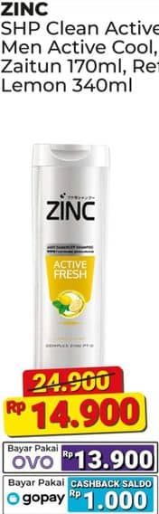 Promo Harga Zinc Shampoo Clean Active, Men Active Cool 170 ml - Alfamart