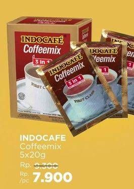 Promo Harga Indocafe Coffeemix 3in1 per 5 sachet 20 gr - LotteMart