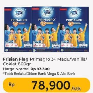 Promo Harga Frisian Flag Primagro 3+ Vanilla, Madu, Cokelat 800 gr - Carrefour