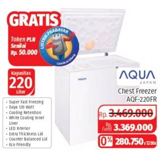 Promo Harga AQUA AQF-220FR Chest Freezer 220L  - Lotte Grosir