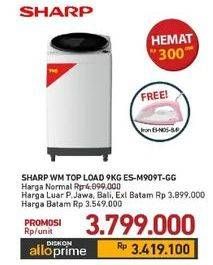 Promo Harga Sharp ES-M909T-GG | Washing Machine Top Loading Capacity 9 kg  - Carrefour