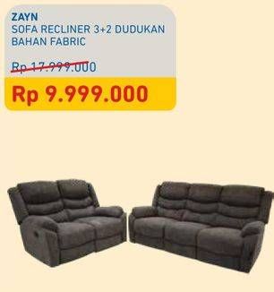 Promo Harga COURTS Zayn Sofa Recliner 3+2 Dudukan Bahan Fabric  - Courts