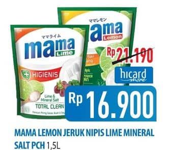 Promo Harga Mama Lemon Cairan Pencuci Piring Jeruk Nipis 1500 ml - Hypermart