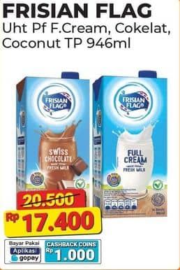 Promo Harga Frisian Flag Susu UHT Purefarm Full Cream, Swiss Chocolate, Coconut Delight 946 ml - Alfamart