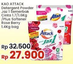 Promo Harga Attack Jaz1 Detergent Powder Semerbak Cinta, +Softener Rose Berry, Pesona Segar 1400 gr - Indomaret