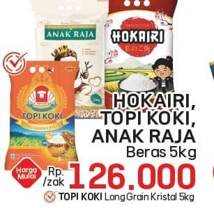 Promo Harga Topi Koki Beras Long Grain Crystal 5 kg - LotteMart