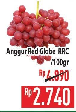 Promo Harga Anggur Red Globe RRC per 100 gr - Hypermart