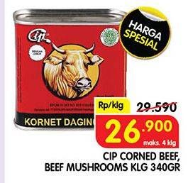 Promo Harga CIP Corned Beef Mushroom, Original 340 gr - Superindo