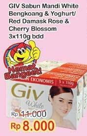 Promo Harga GIV Bar Soap Red Damask Rose, Cherry Blossom per 3 pcs 110 gr - Indomaret