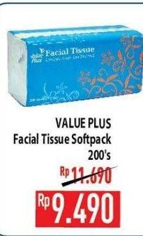 Promo Harga VALUE PLUS Facial Tissue Softpack 200 sheet - Hypermart