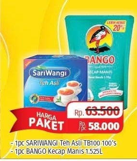 Promo Harga Sariwangi Teh 100s + BANGO Kecap Manis 1525gr  - Lotte Grosir