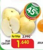 Pear Century per 100 gr Diskon 45%, Harga Promo Rp1.640, Harga Normal Rp2.990, Extra Stiker