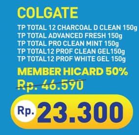 Promo Harga Colgate Toothpaste Total Advanced Fresh, Charcoal Deep Clean, Clean Mint, Professional Clean, Whitening 150 gr - Hypermart