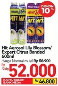 Promo Harga HIT Aerosol Lily Blossom, Expert Citrus per 2 kaleng 600 ml - Carrefour