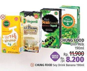 Promo Harga CHUNGS Food Soy Milk Banana 190 ml - LotteMart