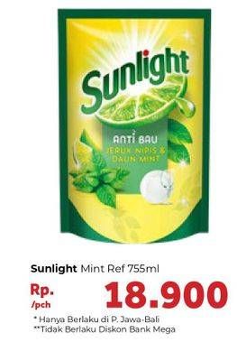 Promo Harga SUNLIGHT Pencuci Piring Anti Bau With Daun Mint 755 ml - Carrefour