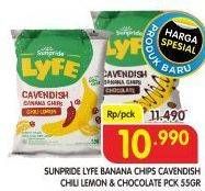 Promo Harga SUNPRIDE Lyfe Cavendish Banana Chips Chili Lemon, Chocolate 55 gr - Superindo
