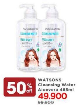 Promo Harga WATSONS Cleansing Water Fresh Soft Aloe 485 ml - Watsons