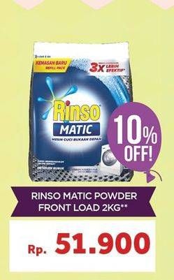 Promo Harga RINSO Detergent Matic Powder Front Load 2 kg - Carrefour